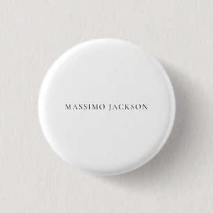 Name Minimalist Modern Plain Simple Black White 3 Cm Round Badge