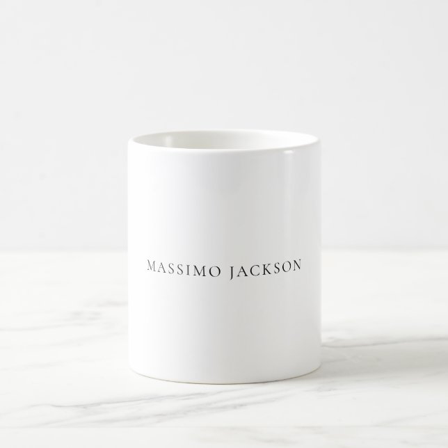 Name Minimalist Modern Plain Simple Black White Coffee Mug (Center)