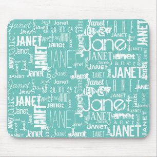 Name Mint Green Word Cloud   Personalize Mouse Pad