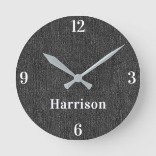 Name    Modern Home Office Black Denim Print 8-in Round Clock