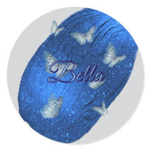 Name Modern Shining Royal Blue with Butterflies