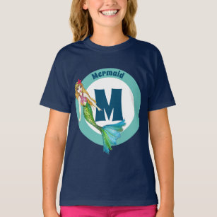 Name Monogram Beautiful Mermaid with Blonde Hair T-Shirt