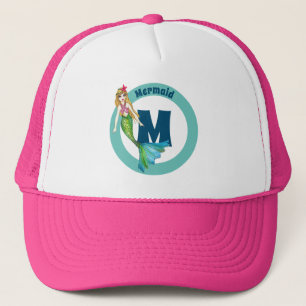 Name Monogram Beautiful Mermaid with Blonde Hair Trucker Hat
