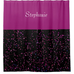 Name Monogram Black Purple Pink Glitter Patterns  Shower Curtain