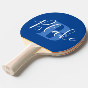 Name monogram blue teamwork custom ping pong paddle