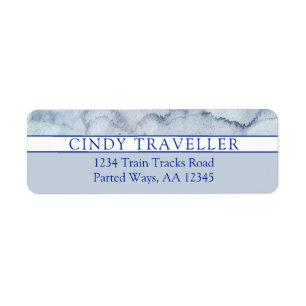 Name   Monogram Blue Watercolor Return Address Label