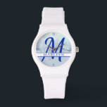 Name | Monogram Blue Watercolor Watch<br><div class="desc">A pretty name and monogram combo with a blue watercolor background.</div>
