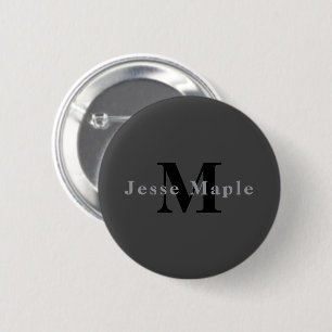 Name & Monogram   Dark Gray 6 Cm Round Badge