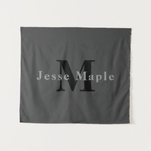 Name & Monogram   Dark Gray Tapestry