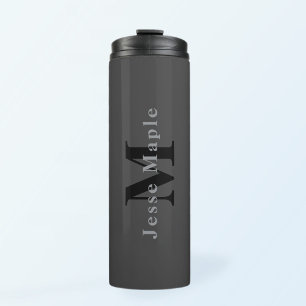 Name & Monogram   Dark Gray Thermal Tumbler