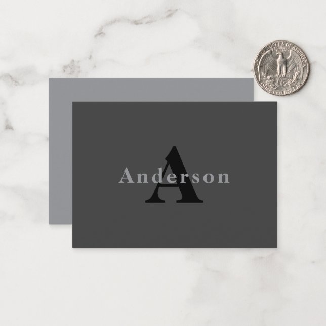 Name & Monogram | Dark Grey Card (Front/Back In Situ)