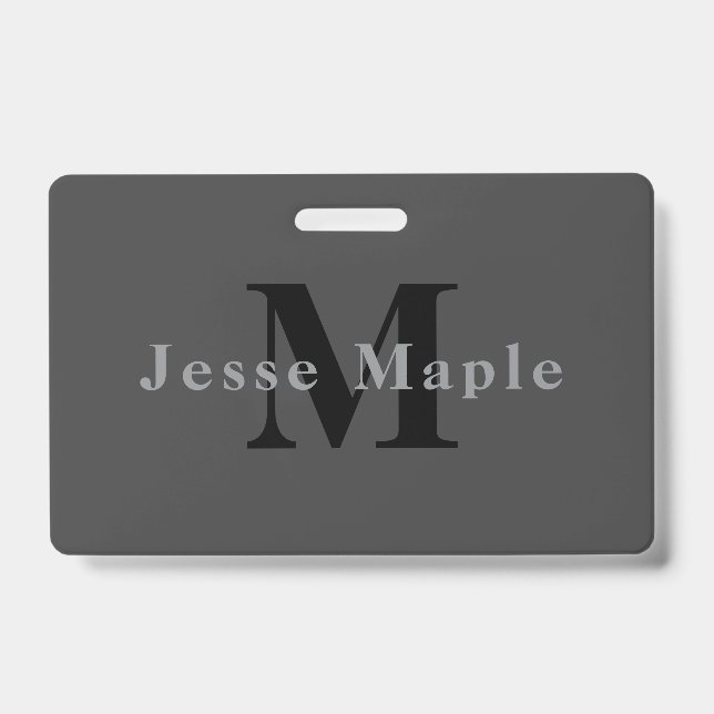 Name & Monogram | Dark Grey ID Badge (Front)