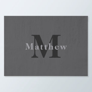 Name & Monogram   Dark Grey Tissue Paper