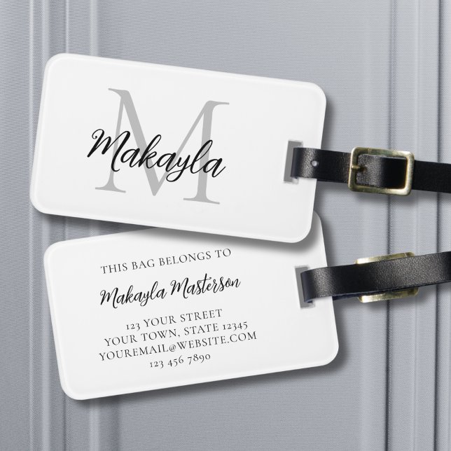 Name Monogram Elegant Script Luggage Tag (Creator Uploaded)