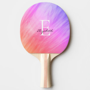 Name Monogram Girly Pink  Ping Pong Paddle