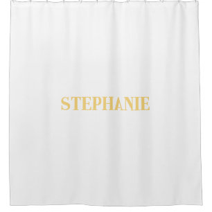 Name Monogram Gold White Elegant Classy Custom Shower Curtain