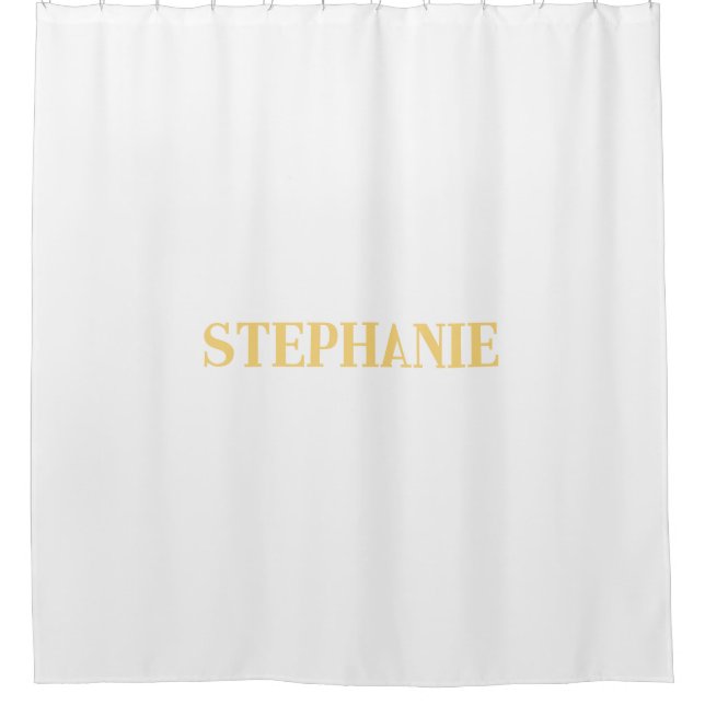 Name Monogram Gold White Elegant Classy Custom Shower Curtain (Front)