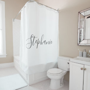 Name Monogram Grey White Elegant Custom Colour Shower Curtain