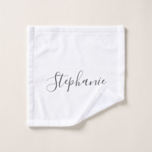 Name Monogram Grey White Elegant Custom Colour Wash Cloth