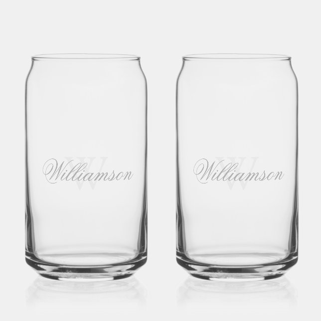 Name & Monogram in Greys Can Glass (Front)