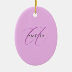 Name Monogram Initial Letter Orchid & Lilac Ceramic Ornament