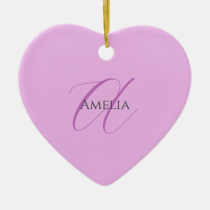 Name Monogram Initial Letter Orchid & Lilac Ceramic Ornament