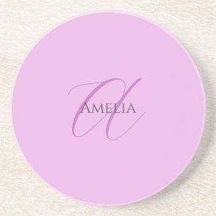 Name Monogram Initial Letter Orchid & Lilac Coaster