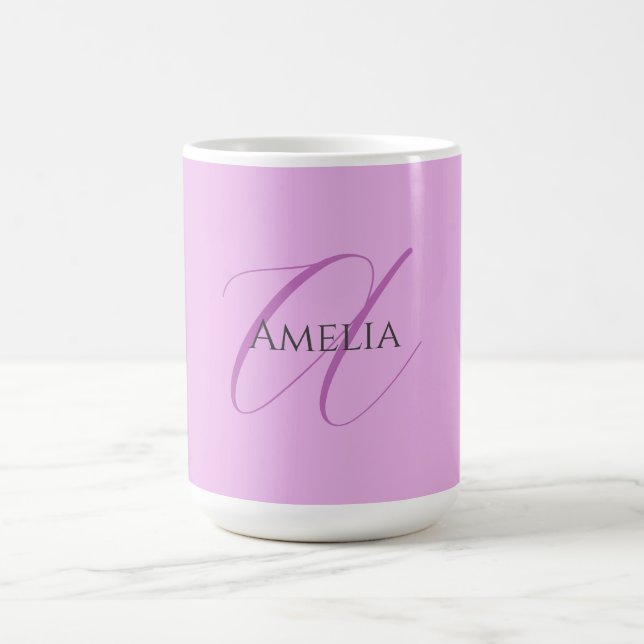 Name Monogram Initial Letter Orchid & Lilac Coffee Mug (Center)