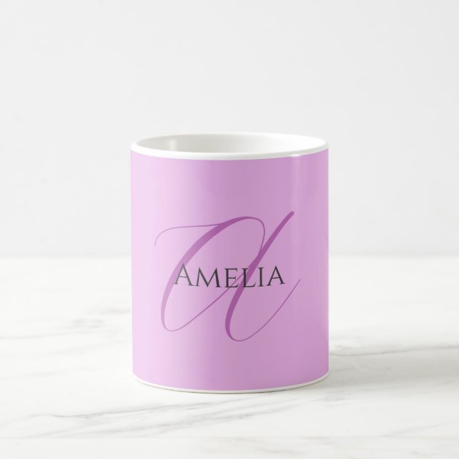 Name Monogram Initial Letter Orchid & Lilac Coffee Mug (Center)