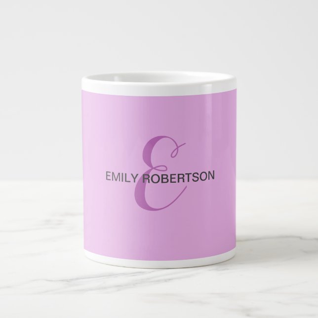 Name Monogram Initial Letter Orchid & Lilac Large Coffee Mug (Front)