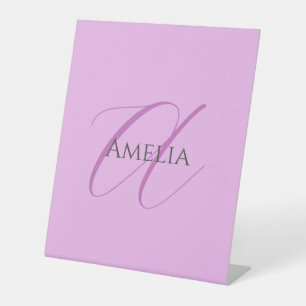 Name Monogram Initial Letter Orchid & Lilac Pedestal Sign