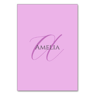 Name Monogram Initial Letter Orchid & Lilac Table Number