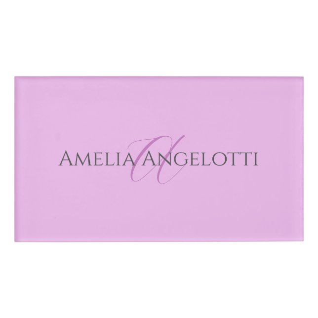 Name Monogram Initial Letter Orchid & Lilac Tag (Front)