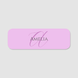Name Monogram Initial Letter Orchid & Lilac Tag