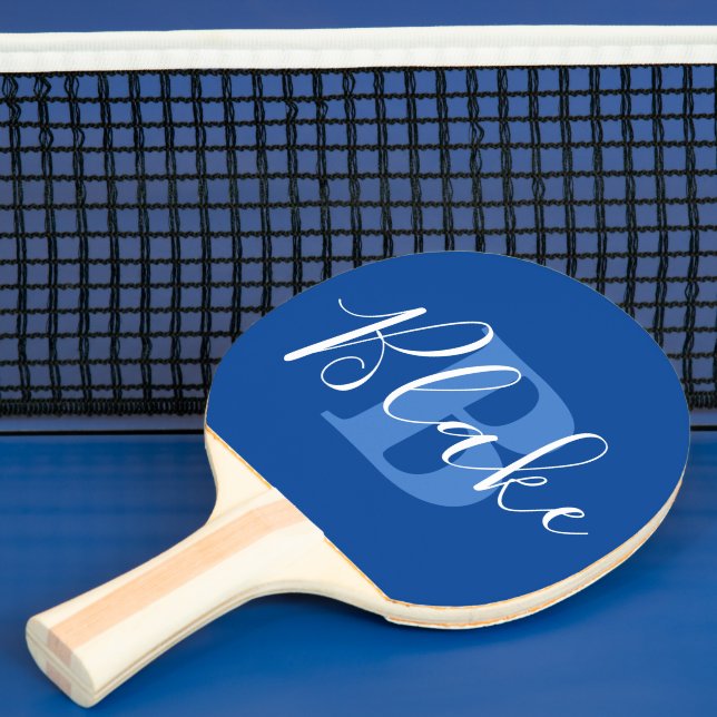 Name monogram letter B blue Blake custom Ping Pong Paddle (Insitu)