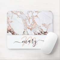 Name Monogram Marble Rose Pink White Abstract