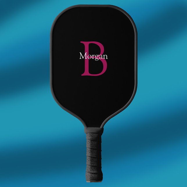 Name & Monogram on Black Pickleball Paddle (Creator Uploaded)