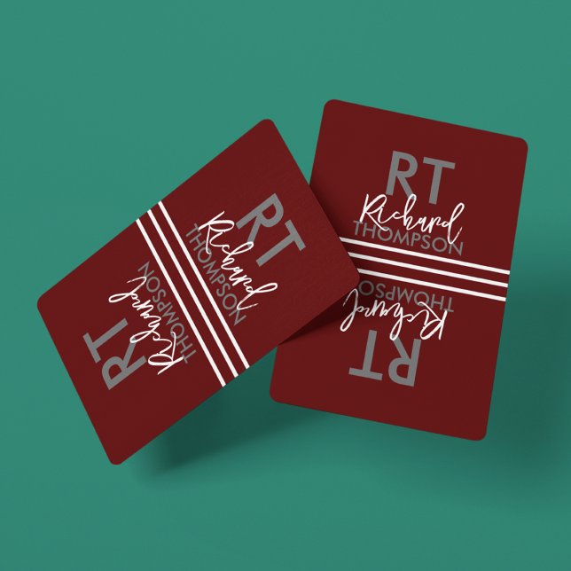 Name Monogram on dark red Playing Cards (Creator Uploaded)