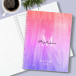 Name Monogram Pink  Planner<br><div class="desc">This stylish Planner is decorated with an atmospheric design in shades of pink,  purple,  and coral.
Easily customisable with your name,  monogram,  and year.
Use the Design Tool option to change the text size,  style,  and colour.</div>
