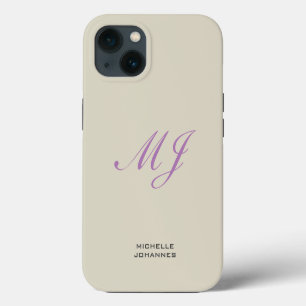 Name Monogram Plain Modern Minimalist iPhone 13 Case