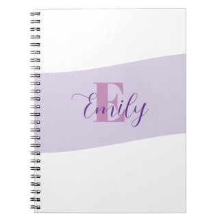 Name Monogram Retro Purple Notebook