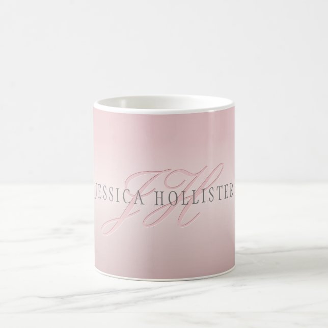 Name & Monogram | Soft FAUX Rose Gold Blush Coffee Mug (Center)