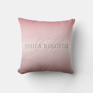 Name & Monogram Soft FAUX Rose Gold Blush Cushion