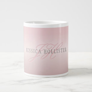 Name & Monogram   Soft FAUX Rose Gold Blush Large Coffee Mug