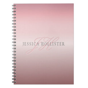Name & Monogram   Soft FAUX Rose Gold Blush Notebook