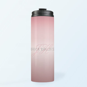 Name & Monogram   Soft FAUX Rose Gold Blush Thermal Tumbler