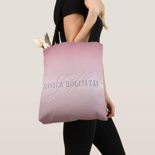 Name & Monogram   Soft FAUX Rose Gold Blush Tote Bag