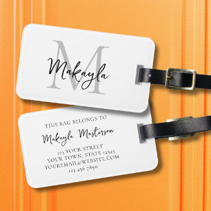 Name Monogram Stylish Script  Luggage Tag