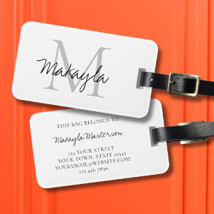 Name Monogram Stylish Script  Luggage Tag