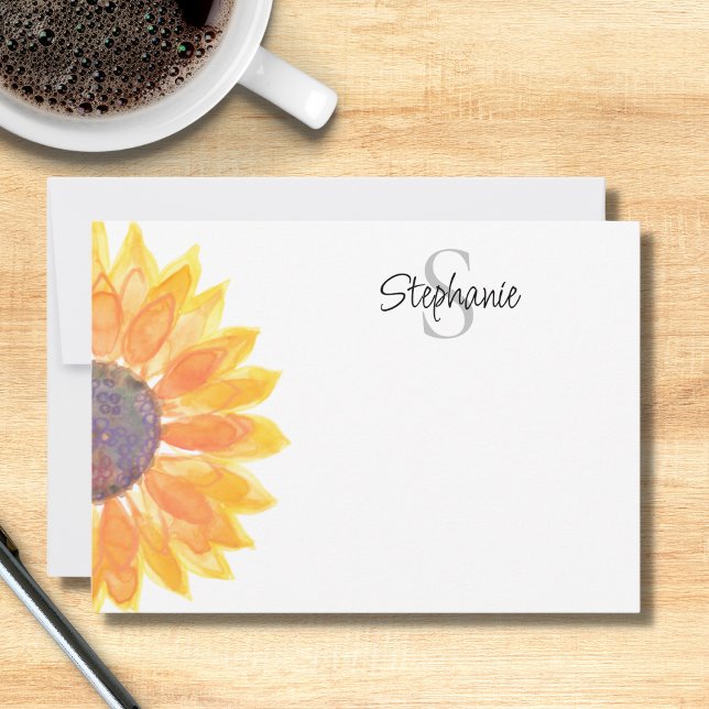 Name Monogram Sunflower Card (Creator Uploaded)